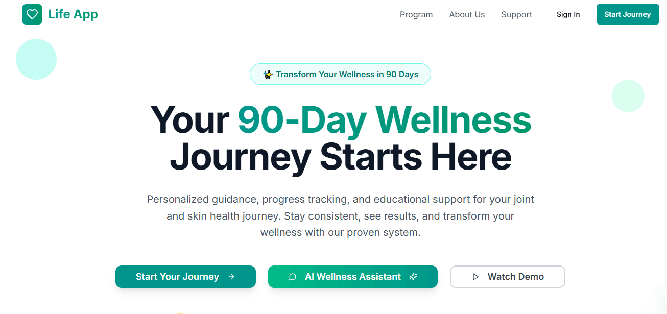 Life App product interface