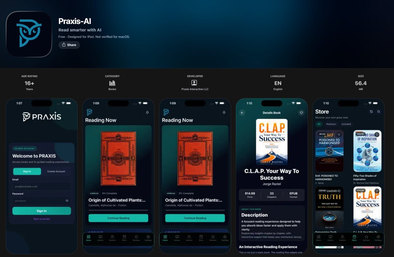 Praxis AI Mobile product interface