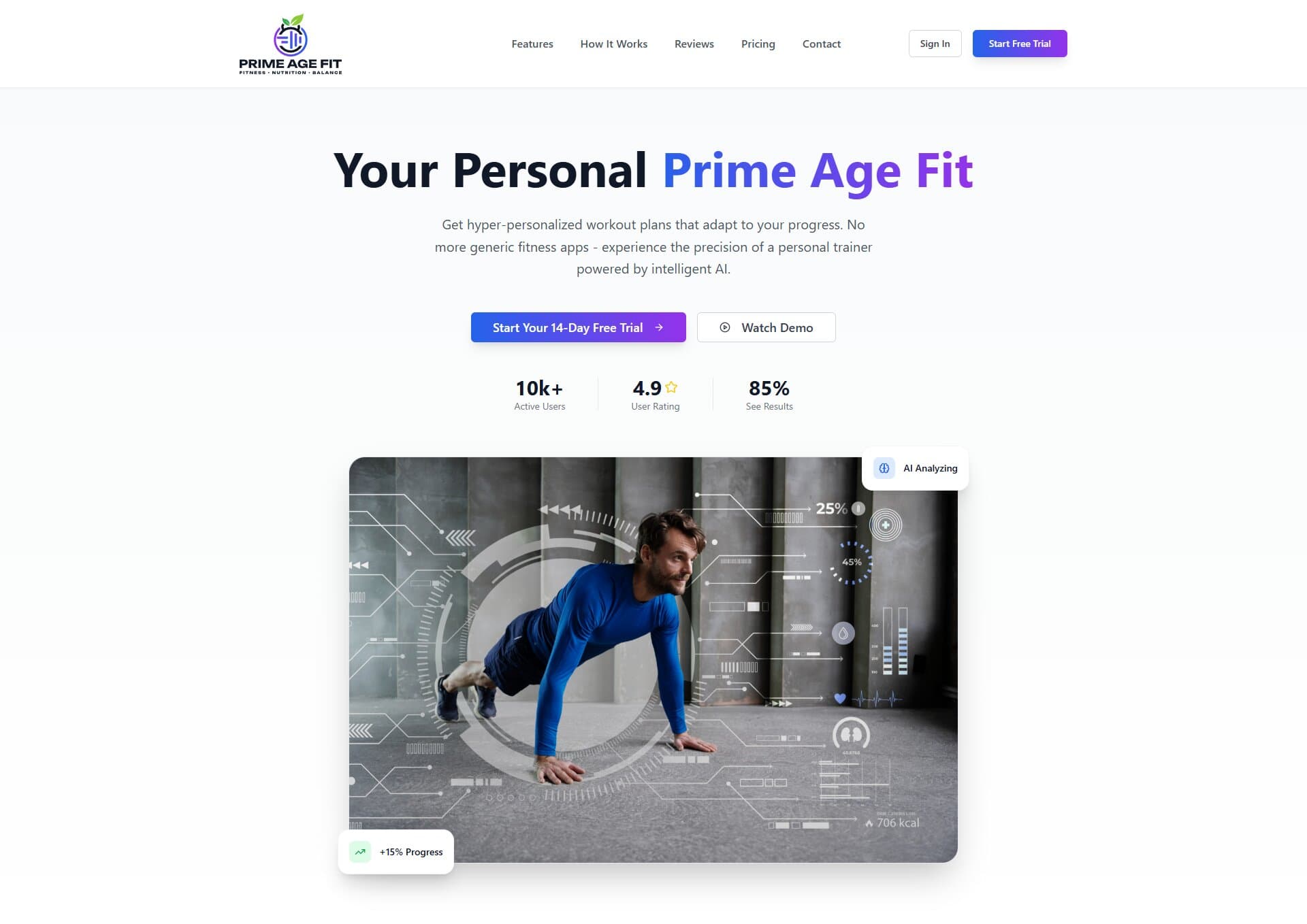 PrimeAgeFit product interface